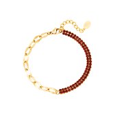 Zirkonia en chain - statement armband met een twist - donker - rood - goud