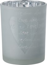 J-Line windlicht Love - glas - wit - medium - valentijn cadeautje