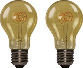 Led Lamp E27 - Standaardlamp - Goud - 4W (20W) - Vintage - Kooldraadlamp - Dimbaar - Retro look - Amber kleurig - Goud kleurig - Extra warm wit licht - 2 Stuks