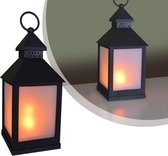 Lantaarn met vuur-effect (24 led punten) voor een romantische avond - cadeau - tuinlantaarn - voor binnen en buiten - sfeerverlichting - 24 x 10.5 x 10.5 cm