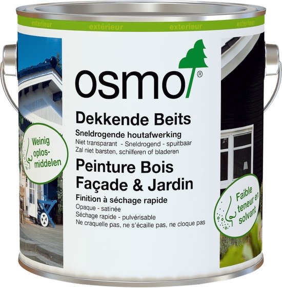 Osmo Dekkende Beits 7505 Gitzwart | 0.75 Liter | Dekkend | Gitzwart RAL 9005 | Op Waterbasis | Sneldrogend | Verfolie op waterbasis