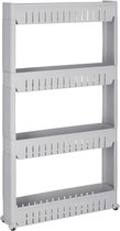 Bol.com Springos Keukentrolley | Keukentrolley Op Wieltjes | Badkamer Trolley | Opbergrek | 4 Niveaus | 1015 x 54 x 12.5 cm | Grijs aanbieding