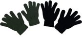 Dames handschoenen effen - Grijs / Blauw - Elastaan - Acryl - One Size - Set van 2 paar