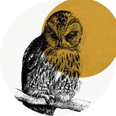 Muursticker Owl Gold_No2 -Ø 80 cm