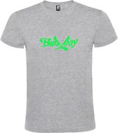 Grijs  T shirt met  "Bad Boys" print Neon Groen size S