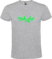 Grijs  T shirt met  "Bad Boys" print Neon Groen size XL