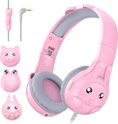 Kinder Koptelefoon - Bedrade Koptelefoon voor Kinderen – Noise Cancelling 85dB- Kinder Gehoorbescherming - 3 Verwisselbare Oorschelpen – Roze
