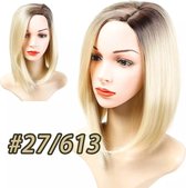 Synthetische hair silky straight middle part short wig kleur 27/613 35cm