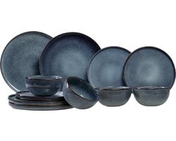 Ona Serviesset Duna Blue - 12-delig / 4 personen - 4 dinerborden, 4 ontbijtborden en 4 kommen