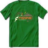 Fishing Club - Vissen T-Shirt | Grappig Verjaardag Vis Hobby Cadeau Shirt | Dames - Heren - Unisex | Tshirt Hengelsport Kleding Kado - Donker Groen - XXL