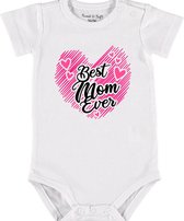 Baby Rompertje met tekst 'Best mom' |Korte mouw l | wit zwart | maat 50/56 | cadeau | Kraamcadeau | Kraamkado