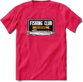 Fishing Club - Vissen T-Shirt | Grappig Verjaardag Vis Hobby Cadeau Shirt | Dames - Heren - Unisex | Tshirt Hengelsport Kleding Kado - Roze - L