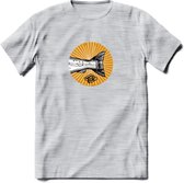 Fishing Tail - Vissen T-Shirt | Grappig Verjaardag Vis Hobby Cadeau Shirt | Dames - Heren - Unisex | Tshirt Hengelsport Kleding Kado - Licht Grijs - Gemaleerd - M