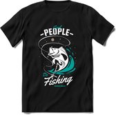 Cool People Do Fishing - Vissen T-Shirt | Aqua | Grappig Verjaardag Vis Hobby Cadeau Shirt | Dames - Heren - Unisex | Tshirt Hengelsport Kleding Kado - Zwart - XXL