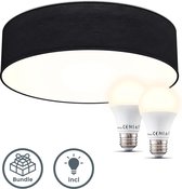 B.K.Licht - Slimme Plafondlamp - Plafonnière - Ø38cm - modern - voor binnen - zwart - met E27 fitting - incl. smart lichtbronnen