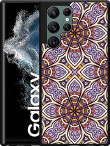 Galaxy S22 Ultra Hardcase hoesje Paarse Mandala - Designed by Cazy