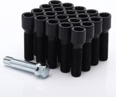 Set of 10 40mm black star bolts M12x1,5 + Key