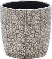 Lucy’s Living Luxe Bloempot FLOWER Grijs – D25 H24 cm – hotel chique - binnen ––– accessoires – tuin – decoratie – bloemen – mat – glans – industrieel - droogbloemen