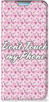 Hoesje Xiaomi Redmi 10 Bookcase Flowers Pink Don't Touch My Phone