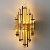 Bamyum Champion Indoor Wandlamp Gemaakt van Metaal (Goudkleur) en Glas in 25 x 45 cm Lamp Woonkamer Vintage Decoratie voor Alle Kamers Wandlamp Indoor Wanddecoratie Modern