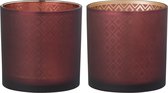 Windlicht | glas | rood | 15x15x (h)15 cm
