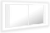 vidaXL Badkamerkast met spiegel en LED 100x12x45 cm hoogglans wit