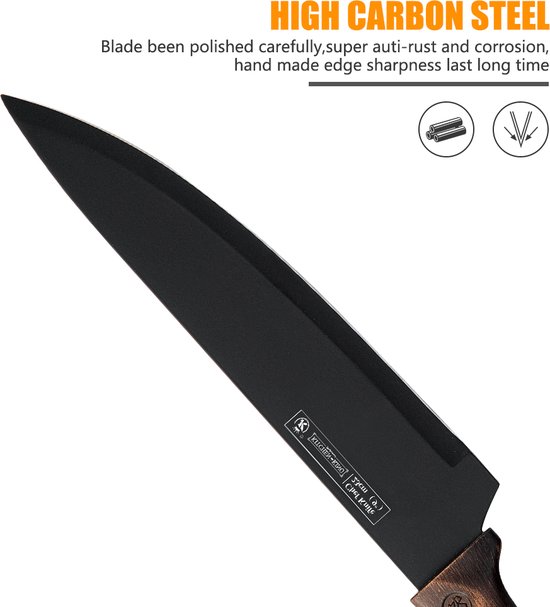 KitchenBrothers Set de couteaux - Bloc de couteaux - 16 pièces -Ustensiles  De Cuisine - Ensembles - Blocs - Knife Set - Avec Ciseaux Et Fusil À