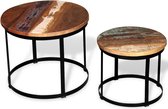 Salontafel set 40/50 cm gerecycled hout rond 2-delig