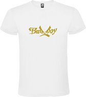 Wit  T shirt met  "Bad Boys" print Goud size M