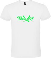 Wit  T shirt met  "Bad Boys" print Neon Groen size XL