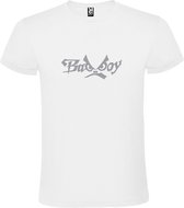 Wit  T shirt met  "Bad Boys" print Zilver size XS