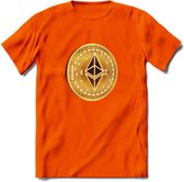 Ethereum Coin - Crypto T-Shirt Kleding Cadeau | Dames / Heren / Unisex | Bitcoin / Ethereum shirt | Grappig Verjaardag kado | BTC Tshirt Met Print | - Oranje - 3XL