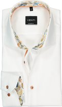 VENTI modern fit overhemd - wit structuur (contrast) - Strijkvrij - Boordmaat: 39