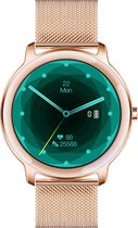 Belesy® VENUS - Smartwatch Dames Rose goud - Horloge - 1.1 inch - Kleurenscherm - Stappenteller - Bloeddruk - Hartslag - Maak je eigen wijzerplaat - Staal – Goud - Moederdag