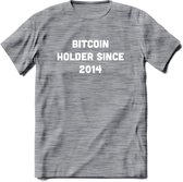 BTC Holder Since 2014- Crypto T-Shirt Kleding Cadeau | Dames / Heren / Unisex | Bitcoin / Ethereum shirt | Grappig Verjaardag kado | BTC Tshirt Met Print | - Donker Grijs - Gemaleerd - XL