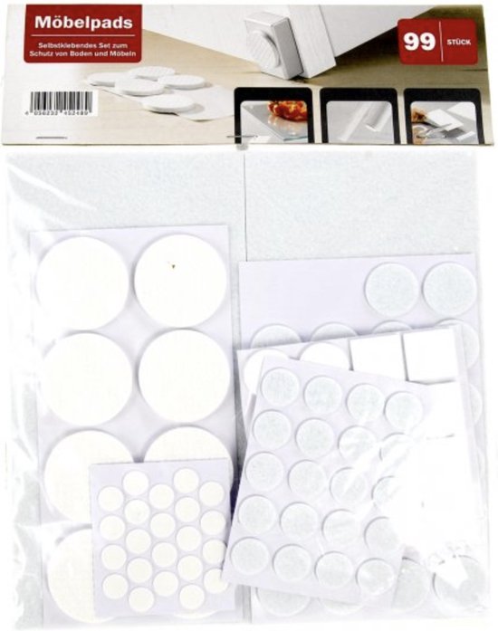 Zelfklevende anti slip/kras pads voor meubels | 99 stuks | Wit