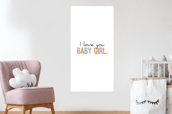 Stickers Stickers muraux - Fille - Amour - Je t'aime Bébé Fille - Arc-en-ciel - Citations - Proverbes - 60x120 cm - Feuille adhésive