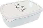 Broodtrommel Wit - Lunchbox - Brooddoos - Quotes - Spreuken - 'Mr. always right' - Trouwen - 18x12x6 cm - Volwassenen