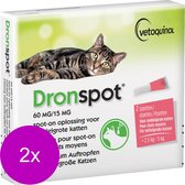 Dronspot Spot On Ontwormingsmiddel voor middelgrote katten (2,5 kg - 5 kg) 2x2 pipetten