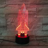 3D Led Lamp Met Gravering - RGB 7 Kleuren - Spaceshuttle