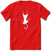 Cat Scrats - Katten T-Shirt Kleding Cadeau | Dames - Heren - Unisex | Kat / Dieren shirt | Grappig Verjaardag kado | Tshirt Met Print | - Rood - L