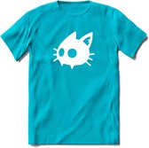 Cat Head - Katten T-Shirt Kleding Cadeau | Dames - Heren - Unisex | Kat / Dieren shirt | Grappig Verjaardag kado | Tshirt Met Print | - Blauw - M