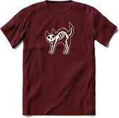 SKKKaleton - Katten T-Shirt Kleding Cadeau | Dames - Heren - Unisex | Kat / Dieren shirt | Grappig Verjaardag kado | Tshirt Met Print | - Burgundy - M