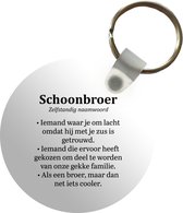 Sleutelhanger - Woordenboek - Schoonbroer - Zwart - Wit - Plastic - Rond - Uitdeelcadeautjes