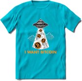 I Want Bitcoin - Crypto T-Shirt Kleding Cadeau | Dames / Heren / Unisex | Bitcoin / Ethereum shirt | Grappig Verjaardag kado | Tshirt Met Print | - Blauw - M