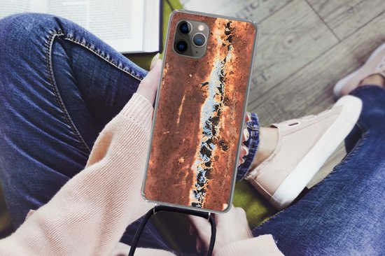Coque avec cordon iPhone 11 Pro - Plaque - Acier - Rouille - Siliconen - Bandoulière - Coque arrière avec cordon - Coque pour téléphone avec cordon - Coque avec corde