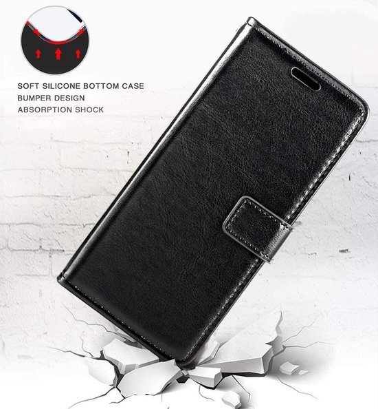 Coque de Téléphone Samsung Galaxy J7 2017 - Bookcase - Espace pour 3 Cartes - Simili Cuir - avec 3x Protecteur d'écran Trempé - SAFRANT1 - Zwart