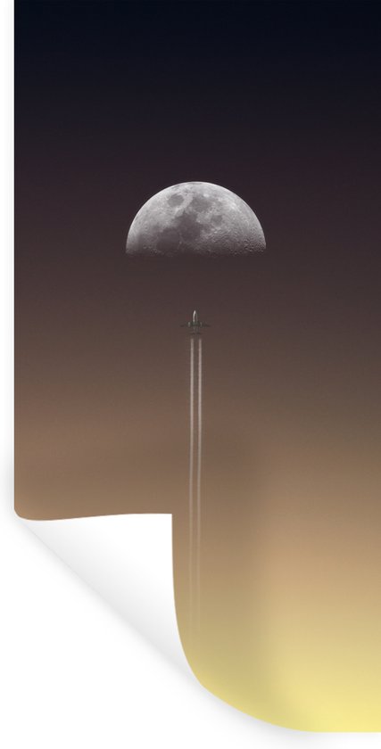 Stickers muraux - Lune - Fusée - Espace - 60x120 cm - Film adhésif