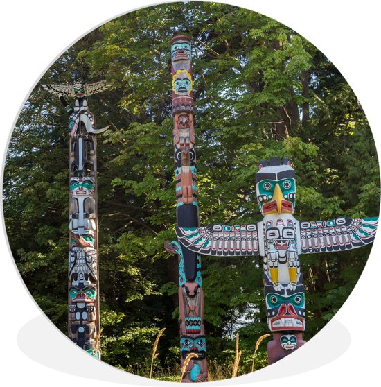 Wall Circle - Wall Circle Indoor - Totems d'Indien - 140x140 cm - Décoration murale - Peintures Ronds