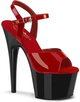 Pleaser - ADORE-709 Sandaal met enkelband, Paaldans schoenen - US 9 - 39 Shoes - Rood/Zwart